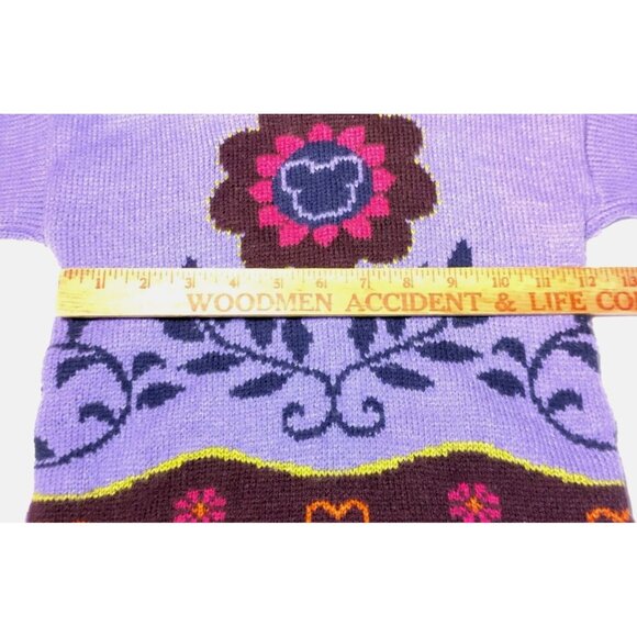 Mickey For Kids Sweater Girls S 4 Purple Pullover Mickey Mouse Vintage Flower - Picture 6 of 16